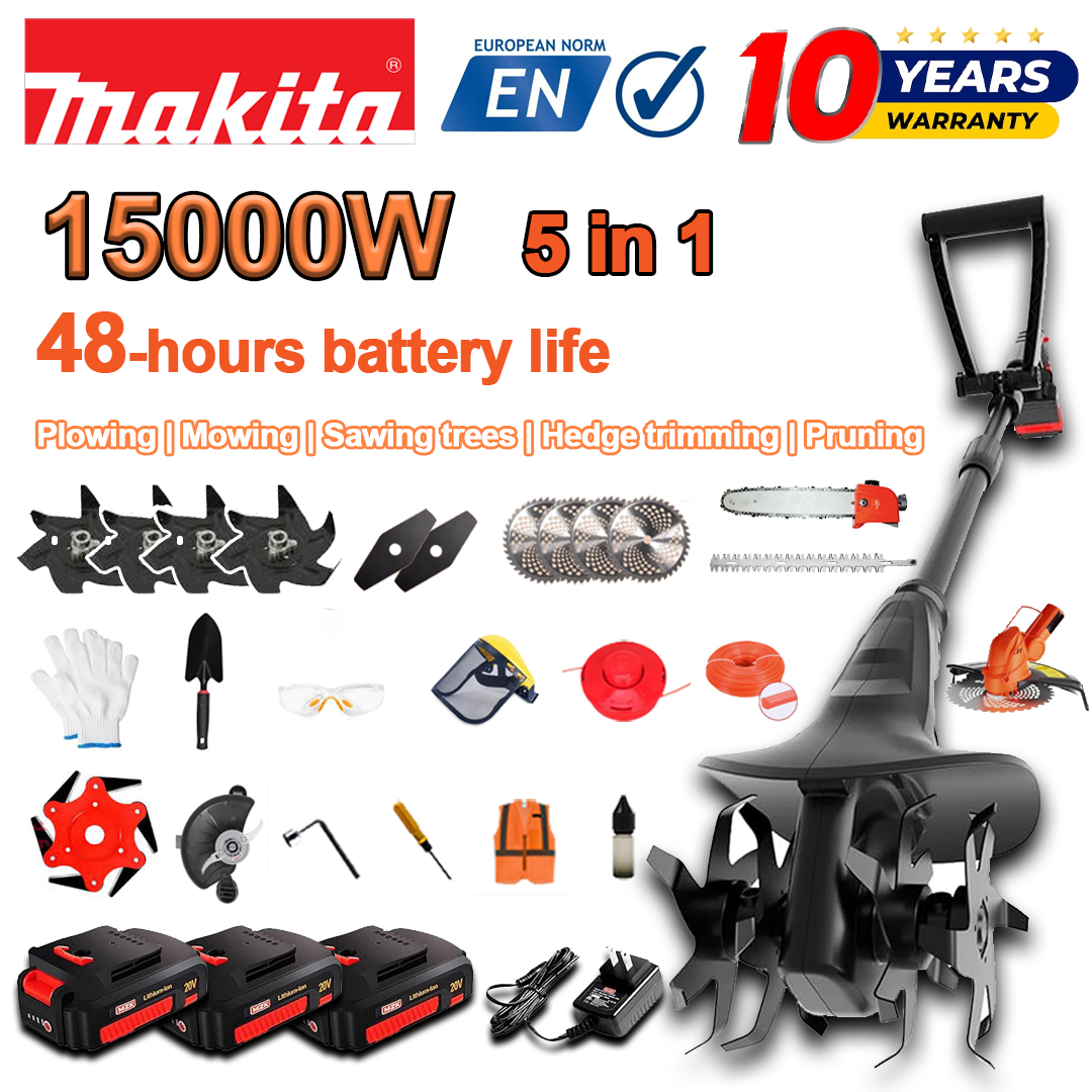 (Żywotność baterii 48 godzin) Pług 15000 W+ bateria litowa 96 V*3+ głowica kosząca *1 + piła *1 + głowica do przycinania żywopłotów*1+ szybka ładowarka * 1 + łopata 1+ proste ostrze 2+ ostrze pługa 4+ ostrze piły ze stopu *1 + ostrze tnące *1 + lina tnąca 1 + różne akcesoria 